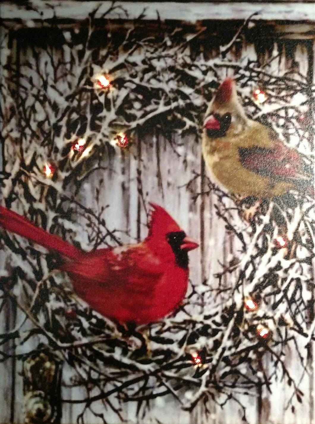 Cardinals on Vine Wreath Canvas