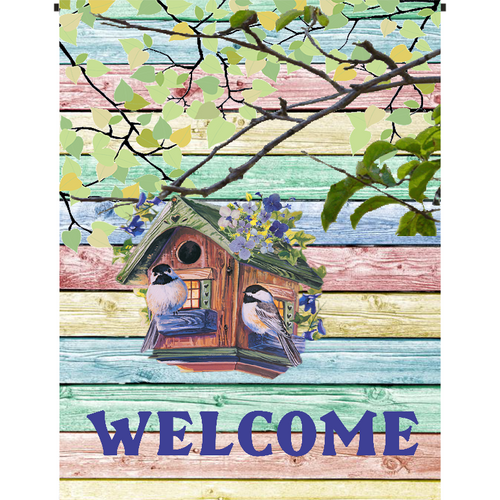 Birdhouse - Welcome Garden Flag - Incredible Keepsakes