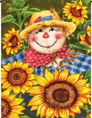 Scarecrow with Sunflowers Garden Flag