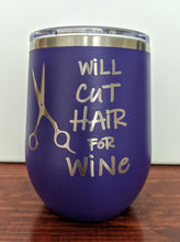 Will Cut Hair Stemless Wine Glass