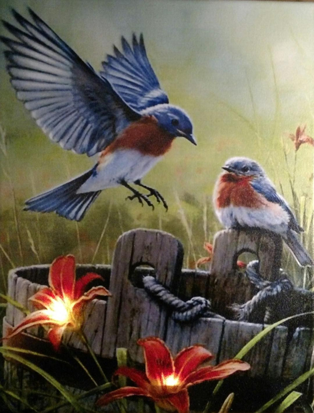 Blue Birds on a Bucket Canvas - Incredible Keepsakes