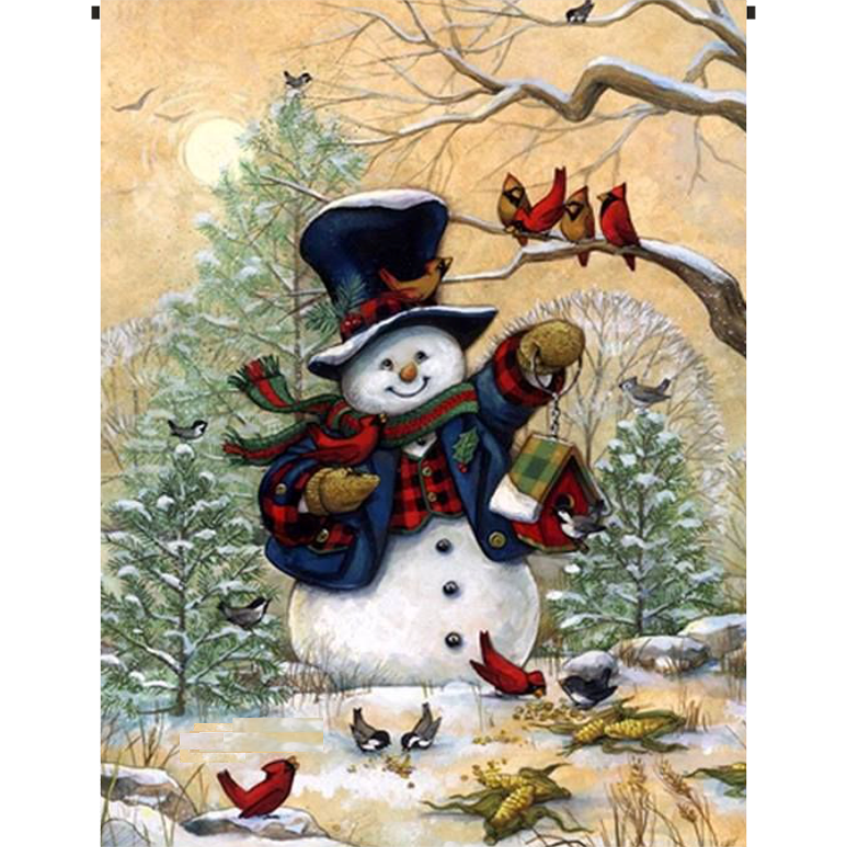 Snowman with the Birds Garden Flag - Incredible Keepsakes