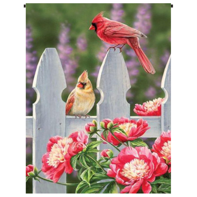 Cardinals on the Fence Garden Flag - Incredible Keepsakes
