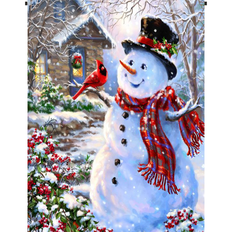 Snowman with Cardinal Garden Flag - Incredible Keepsakes