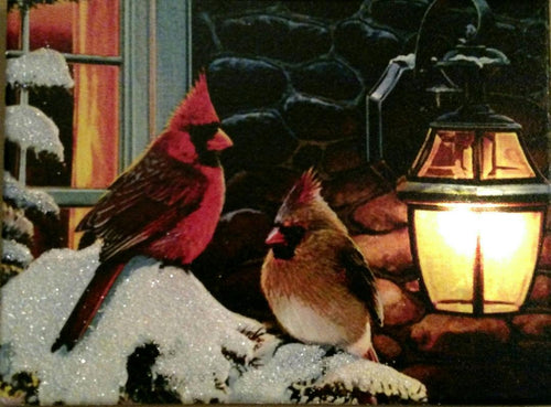 Cardinals with Lantern Canvas