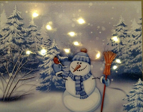 Snowman in Blue Canvas