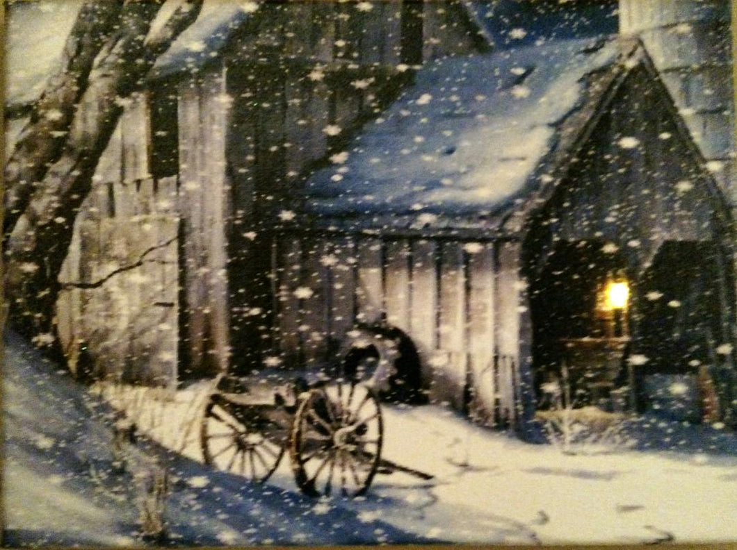 Snowy Barn Canvas