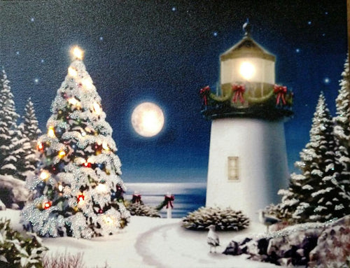 Christmas Lighthouse Canvas